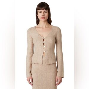 NIA Mina Ribbed Knit Cardigan Sweater